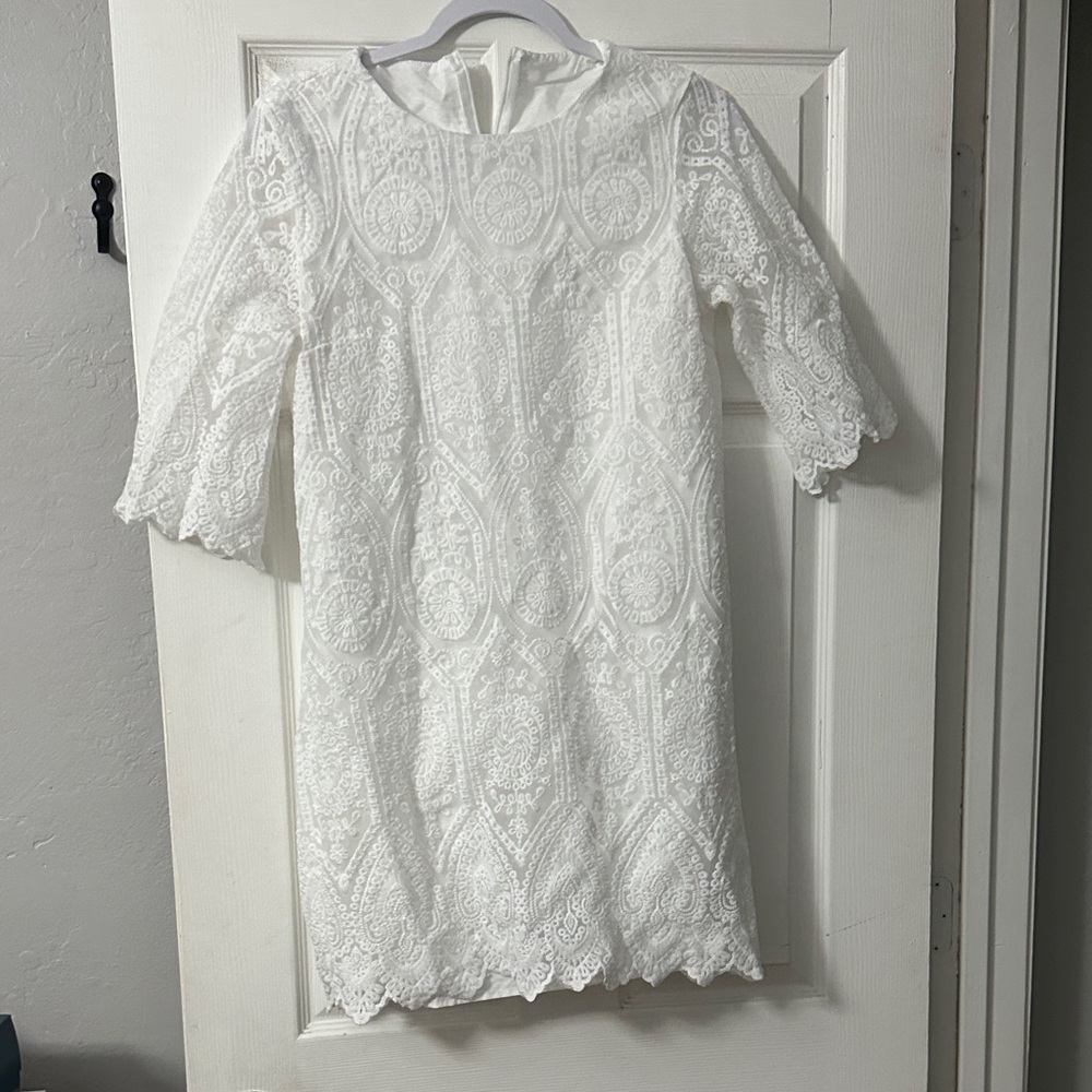 SHEIN White Lace Formal Kids Dress